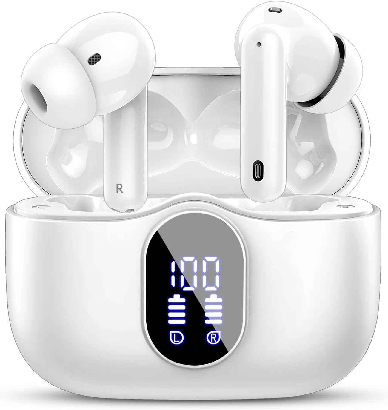 Btootos Bluetooth Headphones, Headphones Wireless Bluetooth 5.4 Sport In Ear Headphones with 4 Microphone, 40 hrs Playtime, LED Display, ENC Noise Reduction, Deep Bass Earbuds for Work and Study