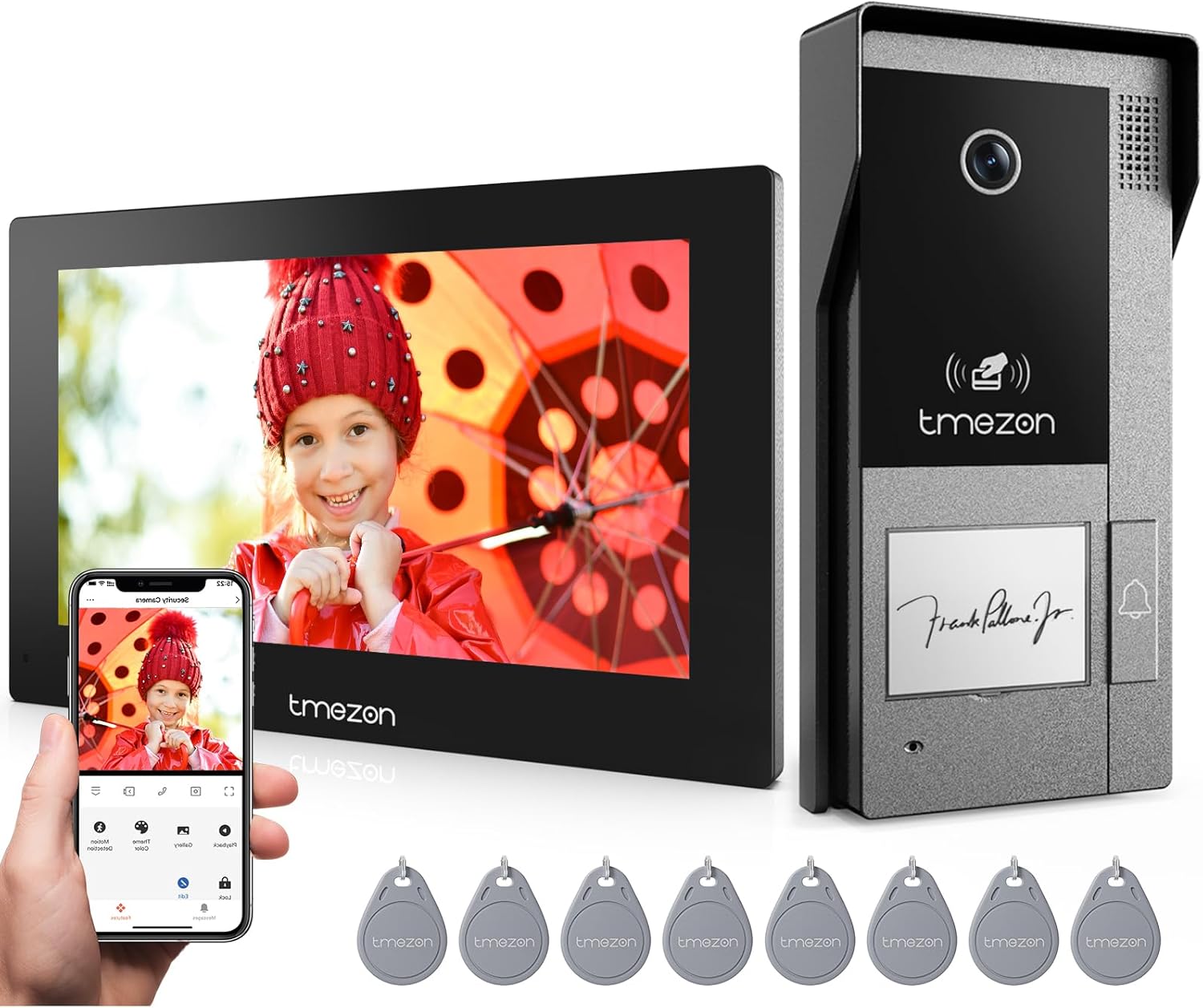 TMEZON WIFI IP Video Door Phone 2 Wire – 1080P with 7" Touch Screen