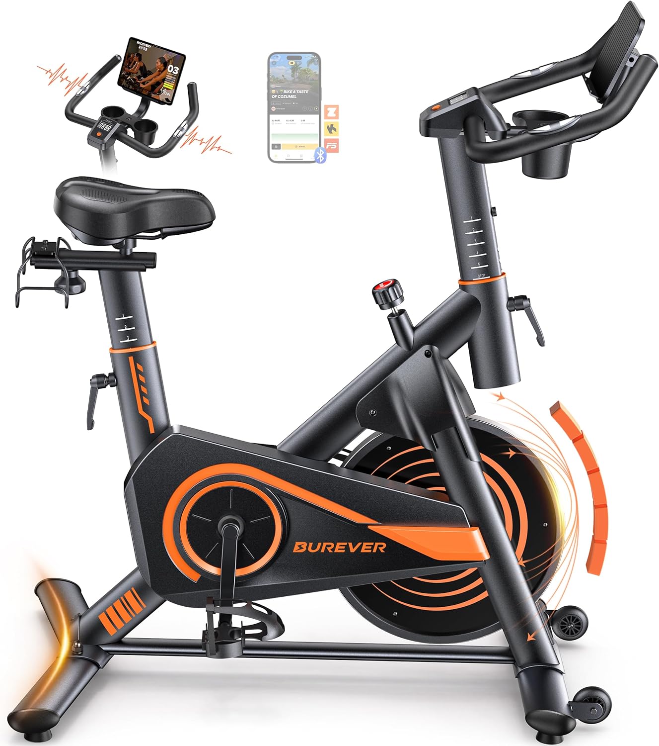 Burever Exercise Bike with App and 15kg Flywheel